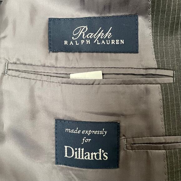 Ralph Lauren Blazer Mens 44L Gray Pinstripe 100% Wool 2 Button Sport Coat Preppy - Picture 5 of 9